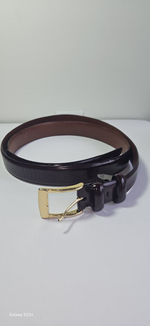 Men's Nordstrom Leather Maroon Glossy Stylish Timeless Formal Wear Belt 115/64